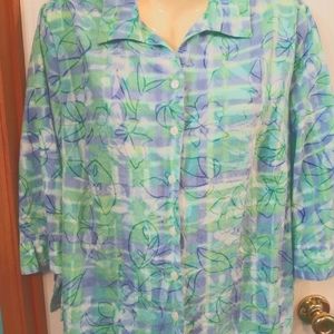 FREE WITH PURCHASE! Alia Petites blue/green 3/4 length sleeve PL